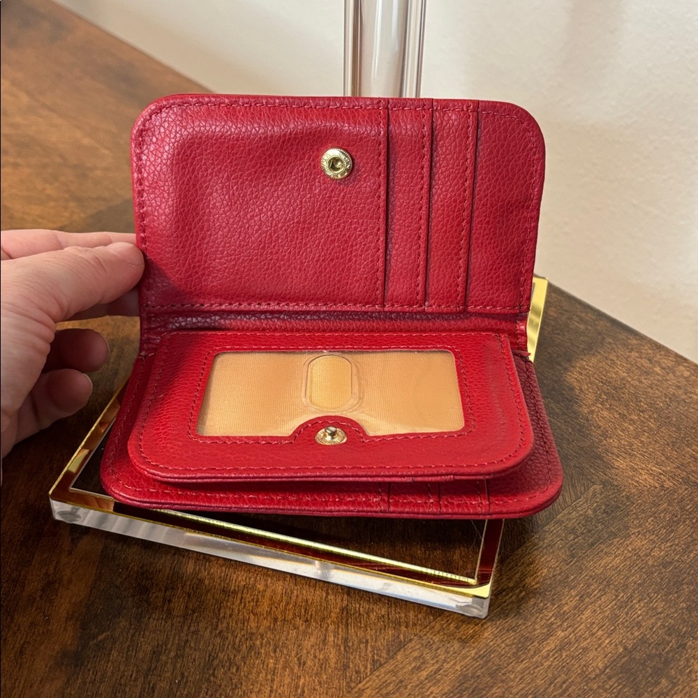 Vibrant Red Pebbled Cardholder Wallet - Picture 3 of 5